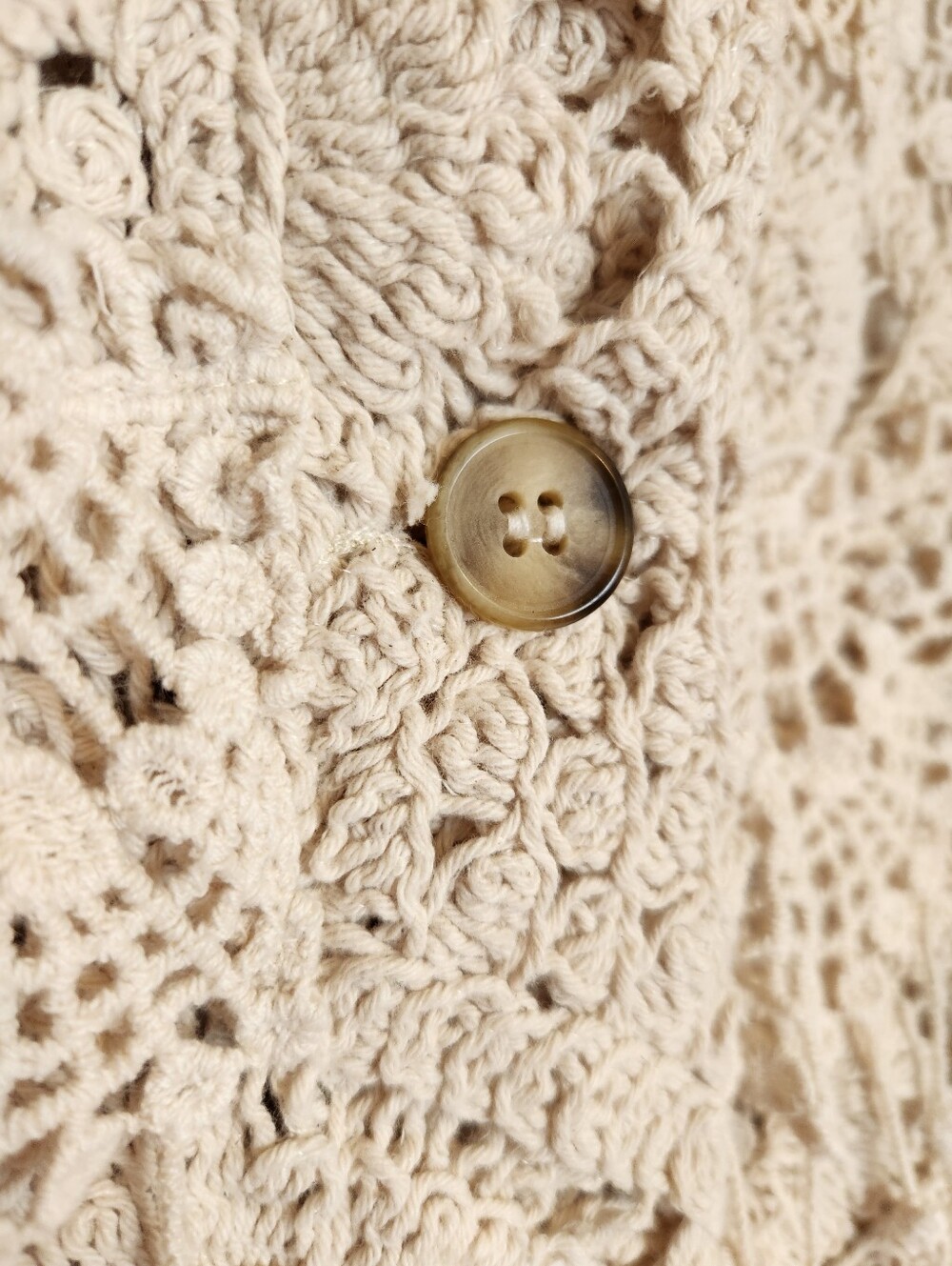MISS ME CROCHET LACE FRINGE BOHO WESTERN FESTIVAL CREAM SHACKET CARDIGAN LARGE - Picture 6 of 16